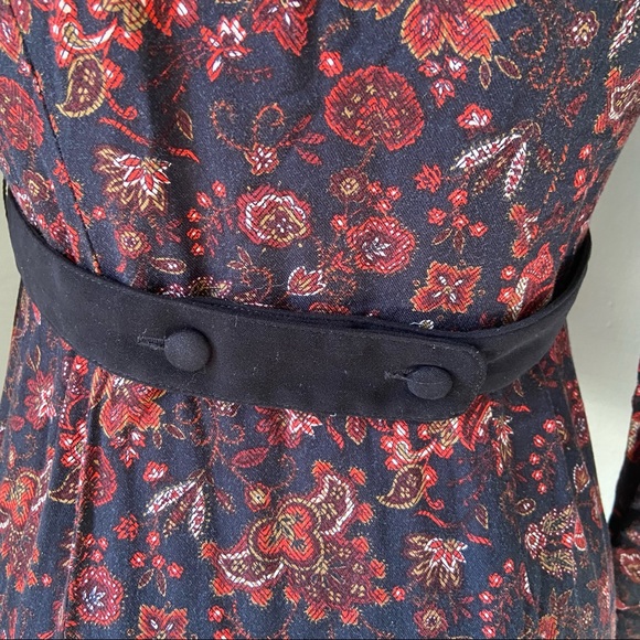 Floral Midi Dress Prairie Peasant Modest Long Sleeve Vintage Grannycore Rosette - Picture 9 of 11